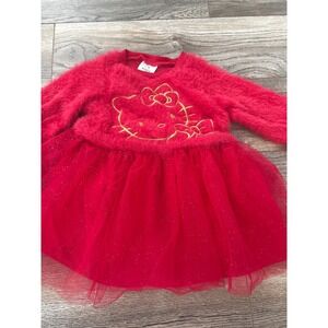 Hello Kitty Sanrio Red Faux Fur Tulle Tutu Dress Toddler Girls 2T FL256194HE